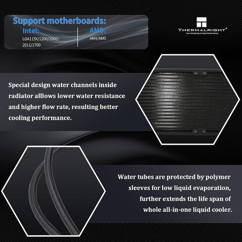 Thermalright FW360 Black ARGB BW CPU Water Cooler with 3 PWM Fans with 2000RPM,IPS LCD Screen with 320x240 Resolution,Liquid CPU Cooler with 2.4in LCD Display,CPU PC Aio Cooler for AM5/Intel LGA1851 in Saudi Arabia