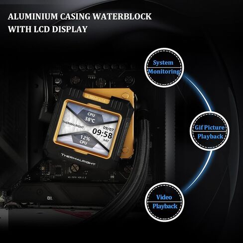 Thermalright FW360 Black ARGB BW CPU Water Cooler with 3 PWM Fans with 2000RPM,IPS LCD Screen with 320x240 Resolution,Liquid CPU Cooler with 2.4in LCD Display,CPU PC Aio Cooler for AM5/Intel LGA1851 in Saudi Arabia