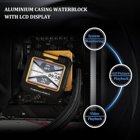 Thermalright FW360 Black Argb BW CPU Water Cooler مع 3 مراوح PWM مع 2000 دورة في الدقيقة ، شاشة IPS LCD بدقة 320x240 ، مبرد CPU السائل مع شاشة 2.4in LCD ، CPU PC AIO مبرد AM5/Intel LGA1851 in Saudi Arabia