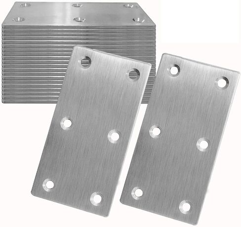 20Pcs Stainless Steel Flat Bracket Mending Plate, 4"x2" Bracket Joining Plate, Heavy Duty Metal Repair Fixing Joining, Flat Brace Right Angle for Wood Furniture Cabinet Shelves in Kuwait