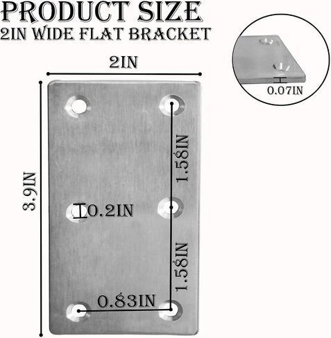 20Pcs Stainless Steel Flat Bracket Mending Plate, 4"x2" Bracket Joining Plate, Heavy Duty Metal Repair Fixing Joining, Flat Brace Right Angle for Wood Furniture Cabinet Shelves in Kuwait
