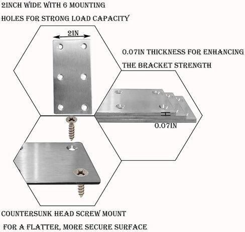 20Pcs Stainless Steel Flat Bracket Mending Plate, 4"x2" Bracket Joining Plate, Heavy Duty Metal Repair Fixing Joining, Flat Brace Right Angle for Wood Furniture Cabinet Shelves in Kuwait