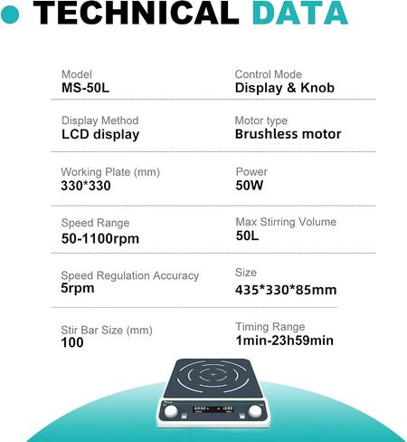 JOANLAB Digital Large Magnetic Stirrer Plate 15L Laboratory High Capacity Magnetic Stir Plate Mixer 50-1500rpm w/Timming Lab Stirrer in Kuwait
