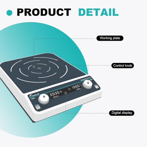 JOANLAB Digital Large Magnetic Stirrer Plate 15L Laboratory High Capacity Magnetic Stir Plate Mixer 50-1500rpm w/Timming Lab Stirrer in Kuwait