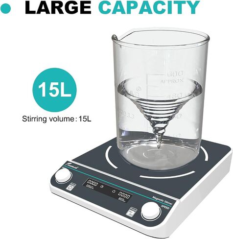 JOANLAB Digital Large Magnetic Stirrer Plate 15L Laboratory High Capacity Magnetic Stir Plate Mixer 50-1500rpm w/Timming Lab Stirrer in Kuwait