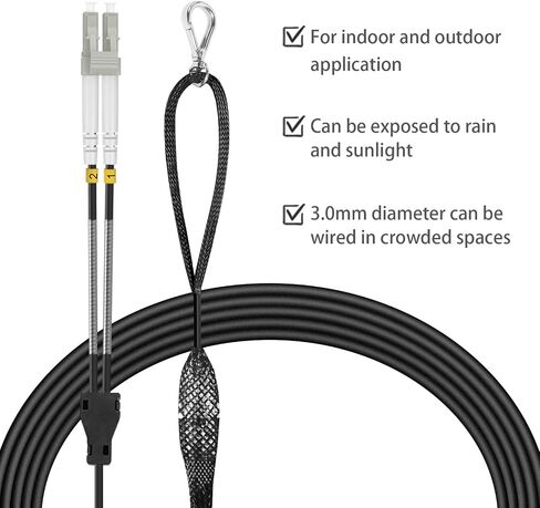 98ft/30m OM4 Industrial TPU Fiber Optic Patch Cable Outdoor Armored, LC to LC MM Multimode, 40GB/100GB Duplex 50/125um with Pulling Eye Kit, OD 3MM, 𝙍𝙖𝙢𝙗𝙤𝘾𝙖𝙗𝙡𝙚𝙨 in Saudi Arabia