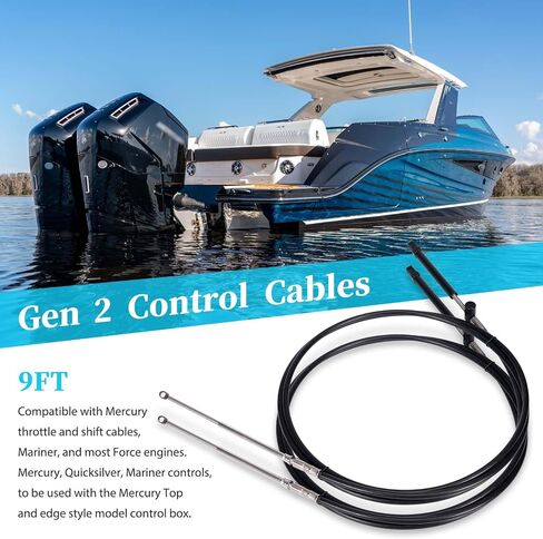 9ft Gen 2 كابل الخانق الخارجي يناسب Mercury 2pcs Throttle و Shift Cables for Mercury Outboard Motor Clables Cables Set in Saudi Arabia