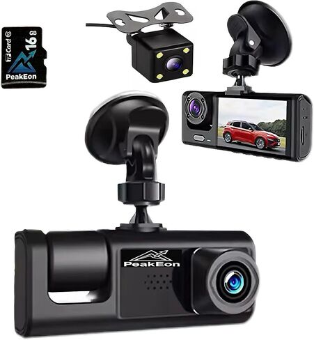 Dash Cam الأمامي داخل وخلفية HD 1080p ، كاميرا Dash 3 قناة ، شاشة 2 "مع رؤية ليلية ، تسجيل حلقة ، شاشة مواقف للسيارات على مدار 24 ساعة ، استشعار G ، اكتشاف الحركة (DashCam+16 GB بطاقة الذاكرة) in Saudi Arabia