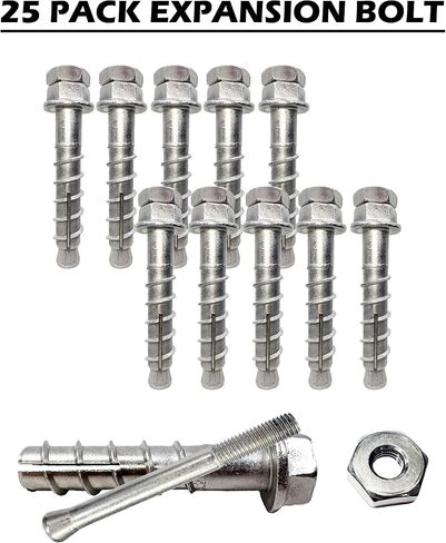 yuchi 1/2 "× 3-1/2" مرساة شديدة التحمل ، مسمار التوسع المنشط عزم الدوران ، مرساة إسفين ، 304 سحمة سداسية الفولاذ المقاوم للصدأ ، المسمار القوي للخرسانة ، الاستخدام الصناعي والتجاري (25 حزمة) in Saudi Arabia