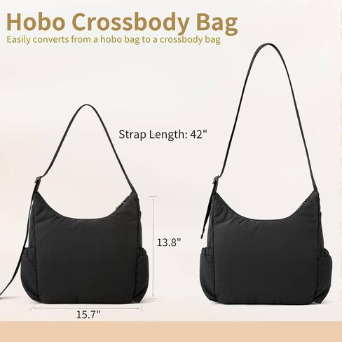 Nylon Hobo Crossbody Bags Lightweight Shoulder Bag Casual Work Travel Handbags 2025 Trendy with Adjustable Quilted Strap in Kuwait