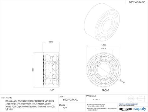 SKF 3303 A-2RS1TN9/MT33 محمل كرة صف مزدوج ، تصميم زاوية متقاربة ، زاوية ملامسة 32 درجة ، ABEC 1 ، مقفات مزدوجة ، قفص بلاستيكي ، تصفيات طبيعية ، تحمل 17 مم ، 47 مم OD ، 7/8 "عرض in Saudi Arabia