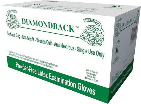 Diamondback قفازات فحص اللاتكس الشاقية ، قبضة محكم ، مسحوق خالي ، 8 مل (1000 ، X-large) in Kuwait