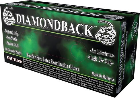 Diamondback قفازات فحص اللاتكس الشاقية ، قبضة محكم ، مسحوق خالي ، 8 مل (1000 ، X-large) in Kuwait