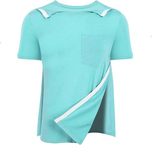 Post Shoulder Surgery Shirts Tear Away Short Sleeve Full Open Side Snap Recovery Adaptive Chemo Clothes in Saudi Arabia