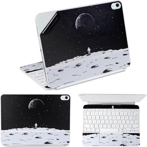 IMMOENUC Protective Skin Sticker for 2025 iPad Air M3 (A3266/A3267) 11-inch Magic Keyboard 3-Side ull Coverage Protective Vinyl Decals Self-Adhesive,Pre-Cut (Top/Bottom/Keyboard Panel)（White） in Kuwait