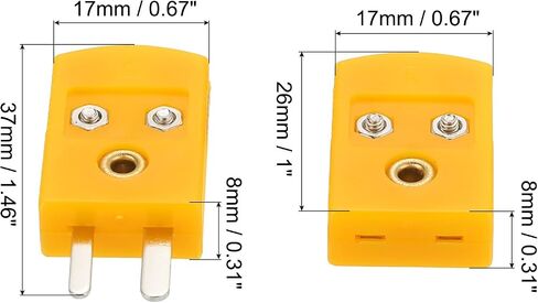 meccanixity k type typer thermocouple connectors plate plan plug adapter high درجة الحرارة 120 درجة مئوية (248 درجة فهرنهايت) لمستشعر الاستشعار الحراري الداكن الأصفر 5 مجموعة in Saudi Arabia