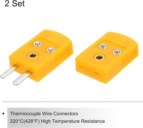 meccanixity k type typer thermocouple connectors plate plan plug adapter high درجة الحرارة 120 درجة مئوية (248 درجة فهرنهايت) لمستشعر الاستشعار الحراري الداكن الأصفر 5 مجموعة in Saudi Arabia
