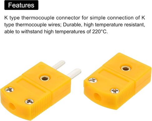 meccanixity k type typer thermocouple connectors plate plan plug adapter high درجة الحرارة 120 درجة مئوية (248 درجة فهرنهايت) لمستشعر الاستشعار الحراري الداكن الأصفر 5 مجموعة in Saudi Arabia