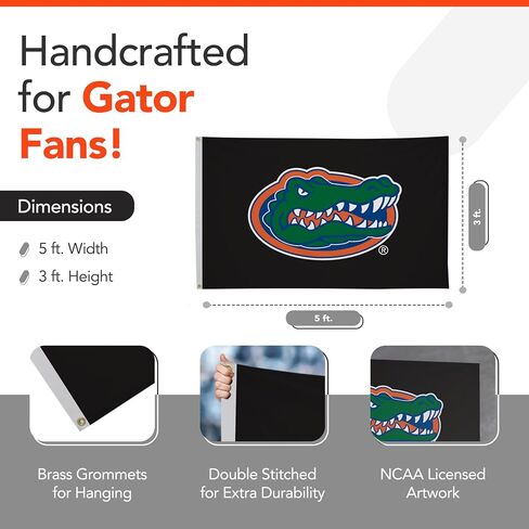 Florida Gators 3' x 5' College Sports Printed Flag - NCAA Licensed - Nylon - School Banner (Black) in Saudi Arabia