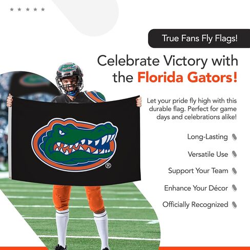 Florida Gators 3' x 5' College Sports Printed Flag - NCAA Licensed - Nylon - School Banner (Black) in Saudi Arabia
