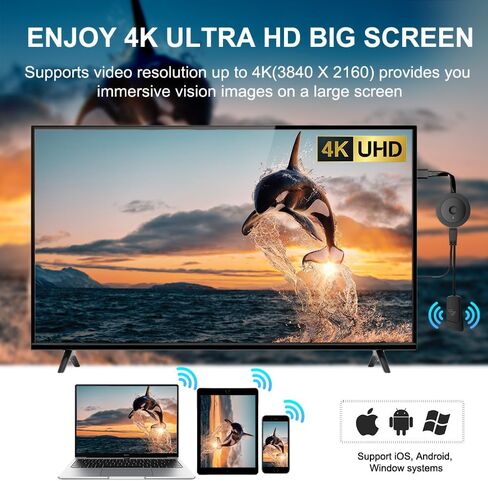 محول HDMI Dongle اللاسلكي 4K ، مستقبل عرض SocllLife لأجهزة iOS/Android/Windows للتلفزيون أو المراقبة أو جهاز العرض ، النسخ المتطابق مع Airplay/Miracast/DLNA للأفلام والعروض التقديمية in Kuwait