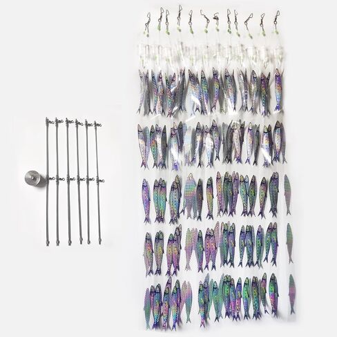 Rigged Teaser Strips, Game Fishing Dredge Teaser, Sardin Ribbon Strip Set 4/6 with 7 Sardine Fish Each in Saudi Arabia