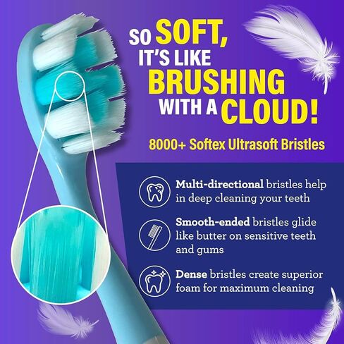 GuruNanda Butter On Gums Toothbrush, ADA Accepted, With 8000+ Ultra Soft Softex Bristles for Sensitive & Receding Gums, Perfect for Whiter Teeth, 6 Ct in Saudi Arabia