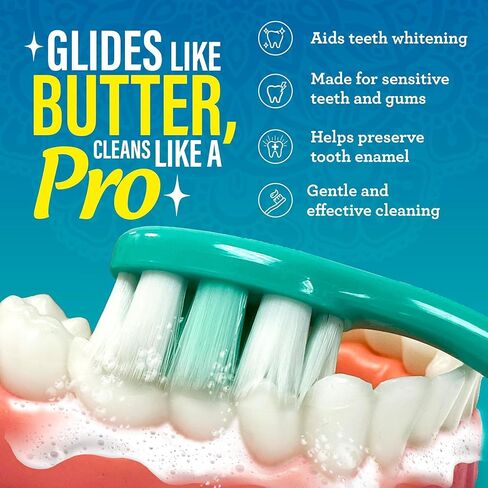 GuruNanda Butter On Gums Toothbrush, ADA Accepted, With 8000+ Ultra Soft Softex Bristles for Sensitive & Receding Gums, Perfect for Whiter Teeth, 6 Ct in Saudi Arabia