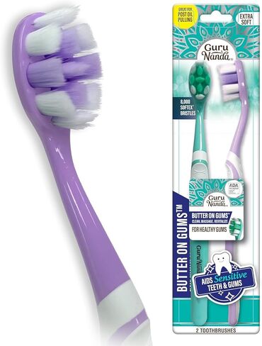GuruNanda Butter On Gums Toothbrush, ADA Accepted, With 8000+ Ultra Soft Softex Bristles for Sensitive & Receding Gums, Perfect for Whiter Teeth, 6 Ct in Saudi Arabia