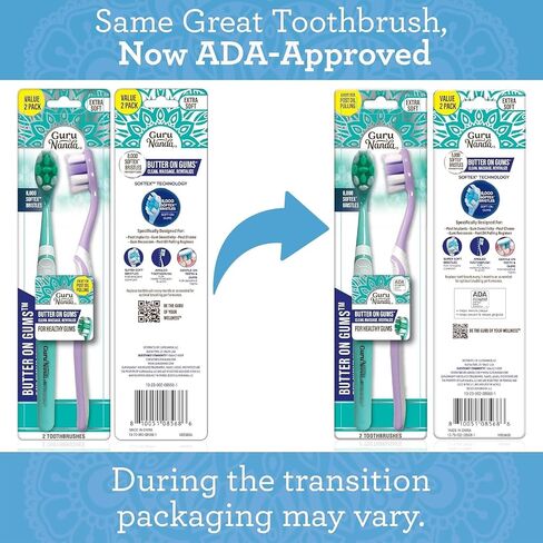 GuruNanda Butter On Gums Toothbrush, ADA Accepted, With 8000+ Ultra Soft Softex Bristles for Sensitive & Receding Gums, Perfect for Whiter Teeth, 6 Ct in Saudi Arabia