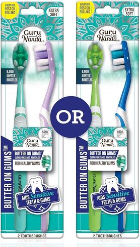 GuruNanda Butter On Gums Toothbrush, ADA Accepted, With 8000+ Ultra Soft Softex Bristles for Sensitive & Receding Gums, Perfect for Whiter Teeth, 6 Ct in Saudi Arabia