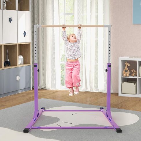 Gymnastics Bar, 3’ to 5’ Adjustable Height Gymnastic Horizontal Kip Bar for Kids Age 3-15 Home Gym Indoor Equipment in Saudi Arabia