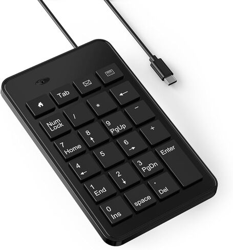 CBUS Wired USB-A Numeric Keypad for Laptop, 23 Keys Numpad Keyboard with Tab, Home, Email & Calculator Keys, 5ft Cable, Small and Lightweight Design in Saudi Arabia