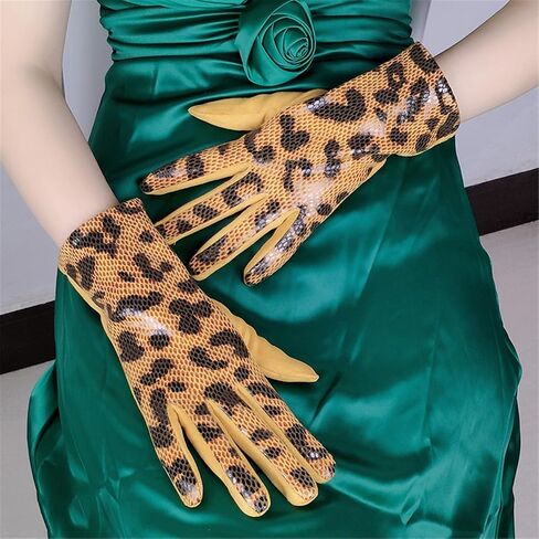 1pair Leopards Print Short Gloves Women Stretchy Mittens Durability Gloves for Casual and Party Outfits in Saudi Arabia