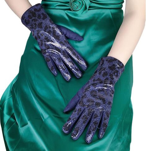 1pair Leopards Print Short Gloves Women Stretchy Mittens Durability Gloves for Casual and Party Outfits in Saudi Arabia