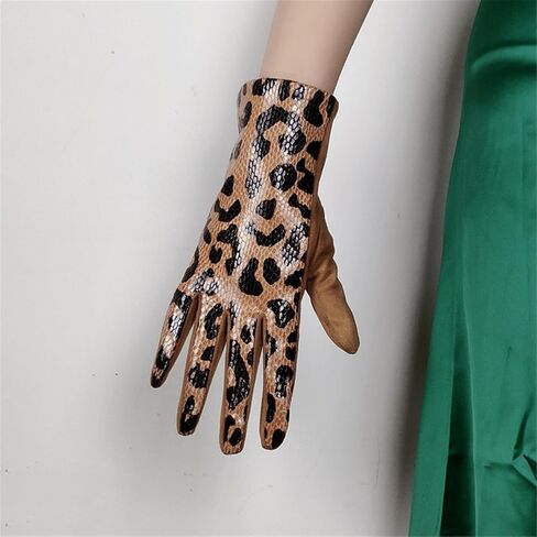 1pair Leopards Print Short Gloves Women Stretchy Mittens Durability Gloves for Casual and Party Outfits in Saudi Arabia