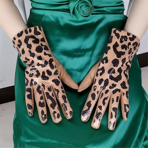1pair Leopards Print Short Gloves Women Stretchy Mittens Durability Gloves for Casual and Party Outfits in Saudi Arabia