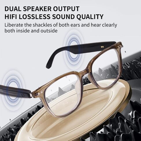 Smart Glasses Bluetooth Audio Sunglasses for Men Women with Dual Stereo Speakers, Open Ear Music &HD Calling, Touch &Voice Assistant, UV Protection——Gold in Kuwait