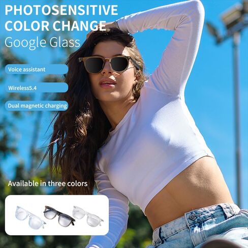Smart Glasses Bluetooth Audio Sunglasses for Men Women with Dual Stereo Speakers, Open Ear Music &HD Calling, Touch &Voice Assistant, UV Protection——Gold in Kuwait