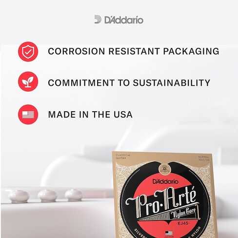 D'Addario Pro Arté Nylon Classical Guitar Strings ، EJ45-7 ، التوتر العادي ، 7 سلسلة ، حزمة 1 in Saudi Arabia