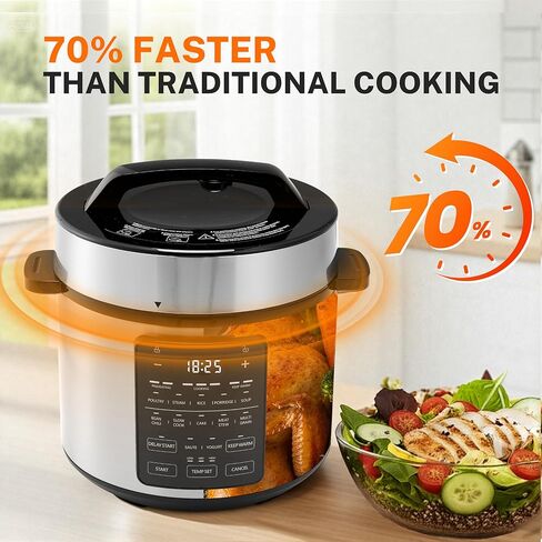 طباخ ضغط كهربائي بسيط 14 في 1-6QT من الفولاذ المقاوم للصدأ طباخًا بطيئًا وأرزًا ، باخرة ، سوتيه ، صانع الزبادي ، متعدد المهرج مع غسالة الصحون غير الآمن وغير الممتاز in Kuwait