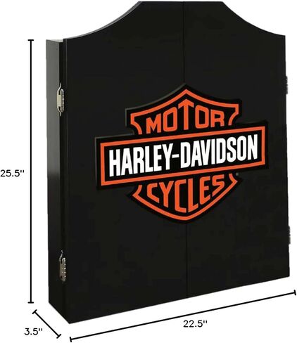Harley-Davidson Classic Bar & Shield Dart Board Cabinet – Black Wooden Cabinet in Saudi Arabia