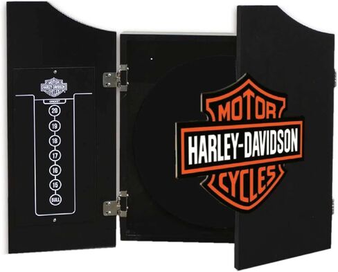 Harley-Davidson Classic Bar & Shield Dart Board Cabinet – Black Wooden Cabinet in Saudi Arabia