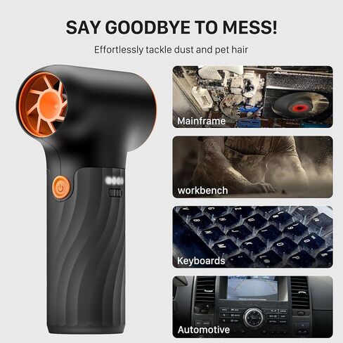 Electric Air Duster, Power Cordless Mini Blower, Rechargeable Brushless Motor Dust Blower, 3-Gear Adjustable Dust Blower for Computer, Keyboard, Outdoor, House and Car (Black) in Saudi Arabia