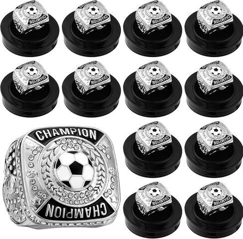 12 PCS Cootcer Championship Rings Champer Champion Trophy Rings Sport Ball Awdet Awdet مع سلسلة من الرقبة مع عرض البطولة أو الفائز بالبطولة in Kuwait