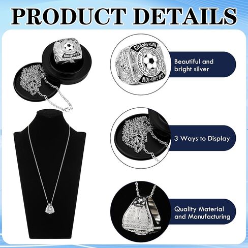 12 PCS Cootcer Championship Rings Champer Champion Trophy Rings Sport Ball Awdet Awdet مع سلسلة من الرقبة مع عرض البطولة أو الفائز بالبطولة in Kuwait