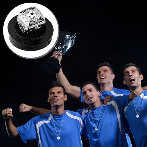12 PCS Cootcer Championship Rings Champer Champion Trophy Rings Sport Ball Awdet Awdet مع سلسلة من الرقبة مع عرض البطولة أو الفائز بالبطولة in Kuwait