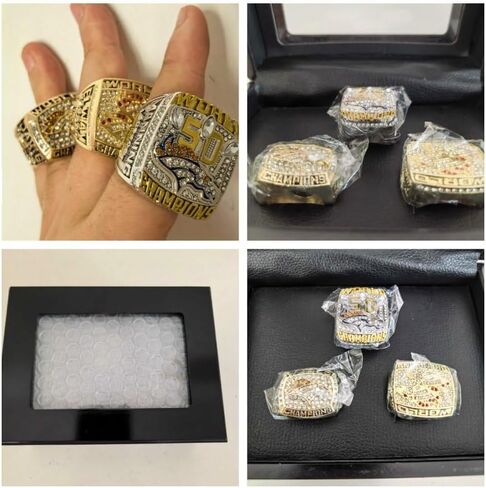 TREASURE FOOTBALL CHAMPIONSHIP RING SET 1997 1998 2015 & LUXURY LEGEND VICTORIOUS RARE SPORTS FAN GIFT SERIES - WITH SANDALWOOD BOX HOLIDAY SHOW COLLECT in Kuwait