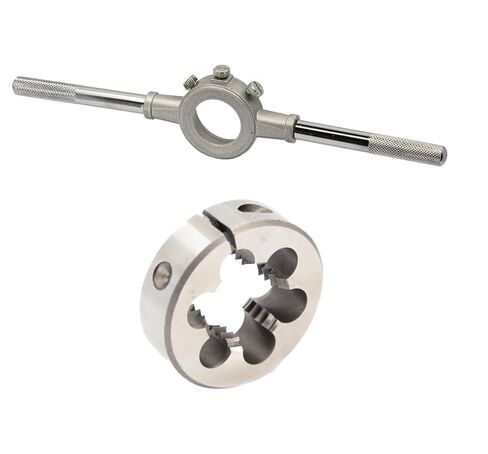 Drill America 1/4"-20 UNC X 1" OD HSS Round Adjustable Die with Matching Die Handle (Wrench), Die Stock in Kuwait
