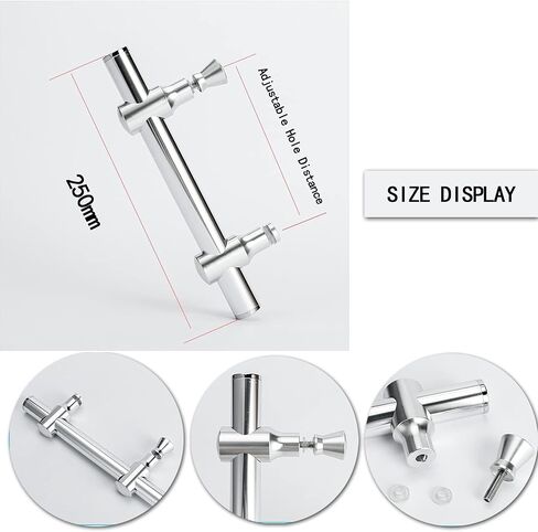 Stainless Steel Glass Door Push-Pull Handle Full Adjustable Hole Di Push Pull Glass Door Handle | Pull Push Barn Door Button Knob | Shower Enclosure Towel Bar Replacement in Saudi Arabia